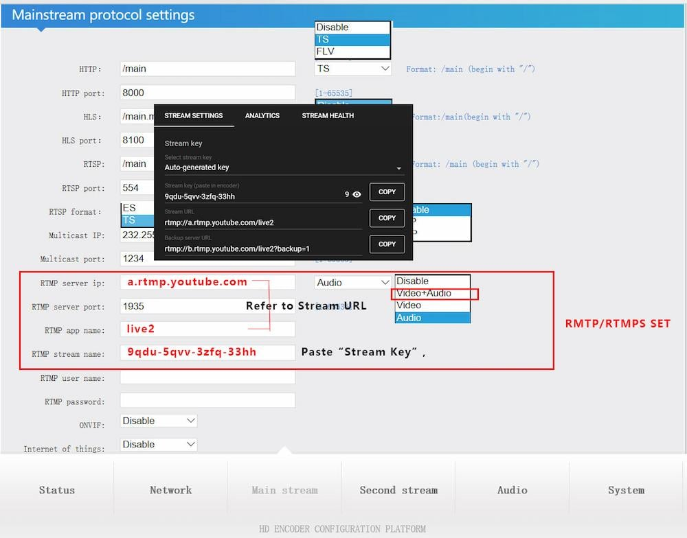 Log in the Control Web of the Video Encoder Log in the Control Web of the Video Encoder
